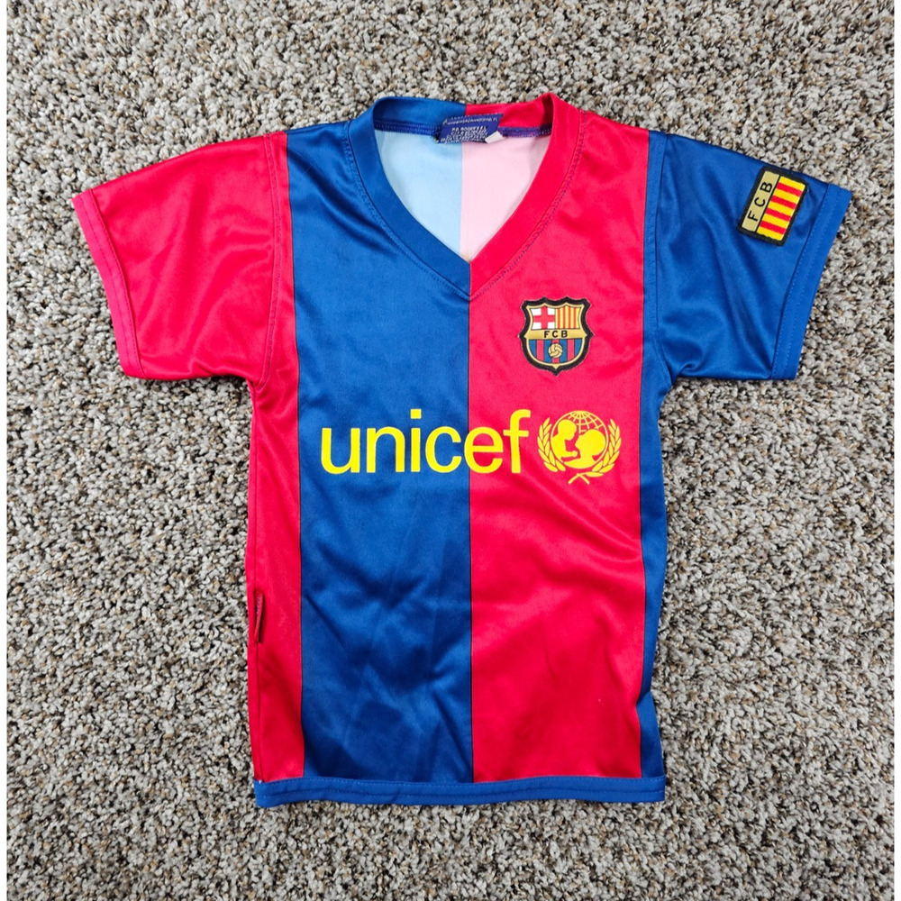 FC Barcelona Jersey 10 Ronaldinho Red Blue Shirt Size Boys 2T Football Soccer